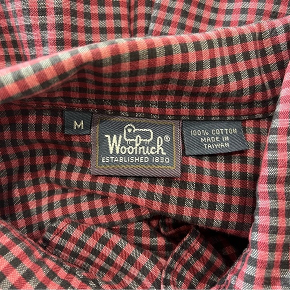 Woolrich Women’s Size M Red Black Checkered Button Up Shirt Outdoor Gorpcore - Picture 7 of 11